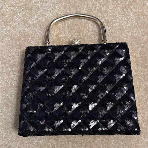 Glamorous Evening Gold hardware with black Sequin purse NWOT - Picture 1 of 10